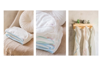 Toalha Bambini Branca Friso Azul